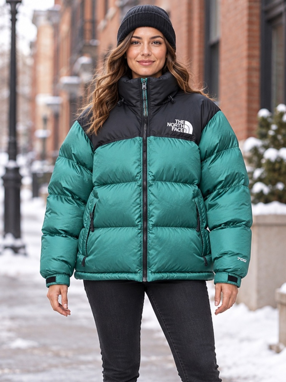 The North Face Women’s Teal Green and Black Nuptse-Style Puffer Jacket Size XXL